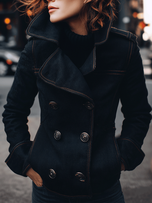 Chic Structured Oversized Collar Peacoat