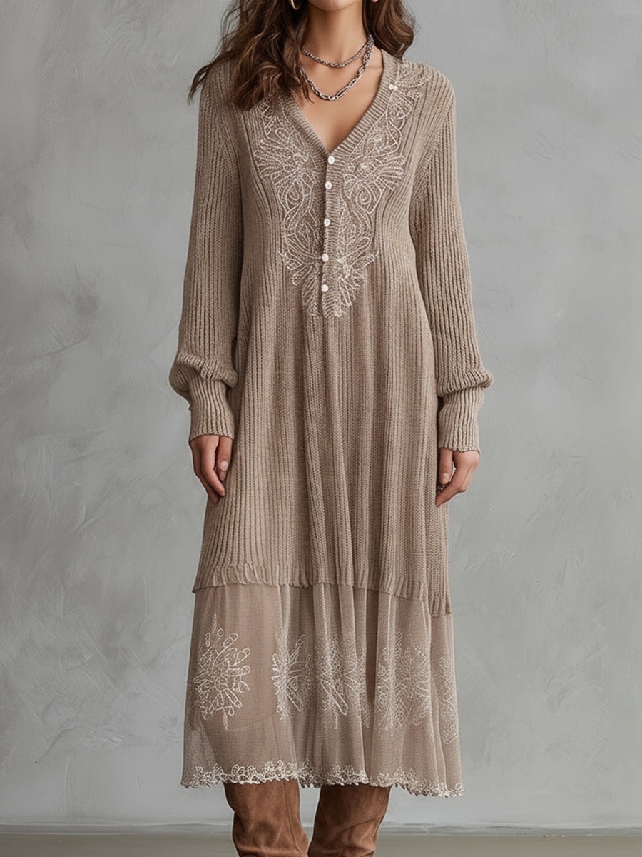 Whispered Snow Knit Maxi Dress