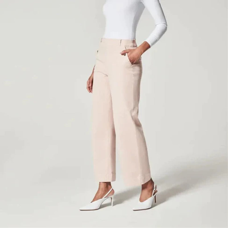 Stretch Twill Cropped Wide Leg Pant