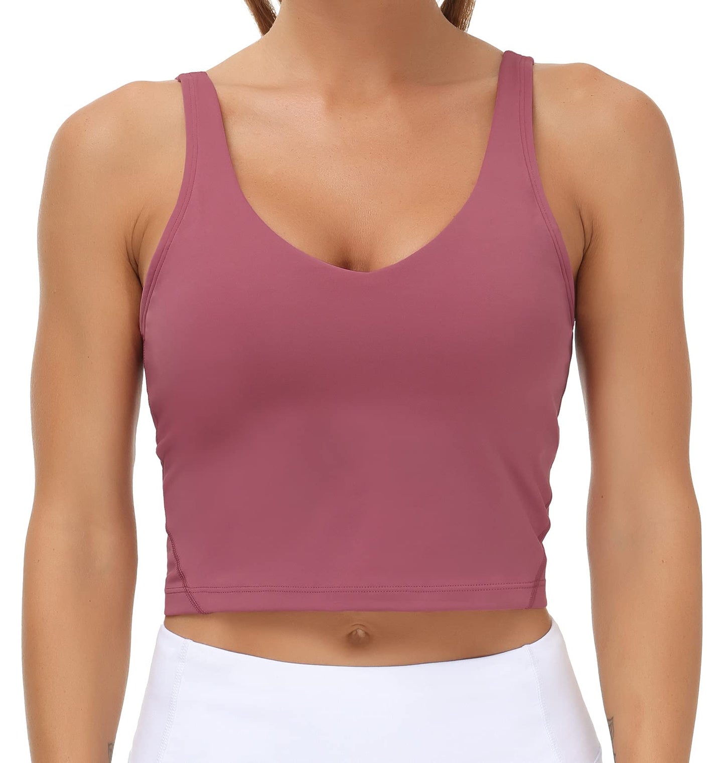 Women’s Longline Sports Bra - Wirefree Padded Support Yoga Bras