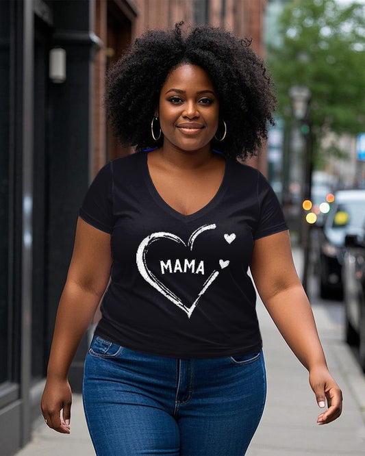 Happy Mother's Day V Neck Short Sleeve Cotton T-shirt