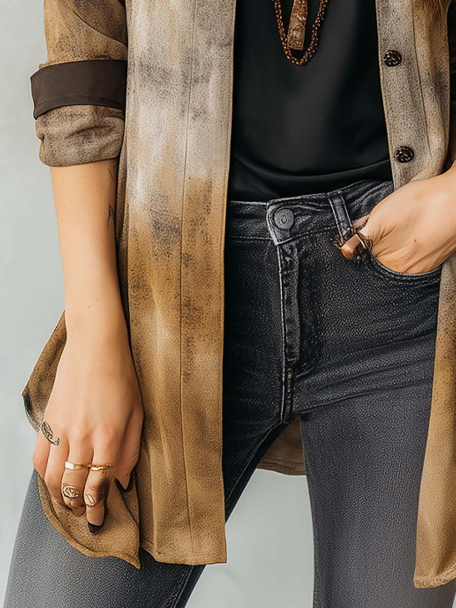 Casual Silhouette Dusty Ombre Dye Soft Long Shirt