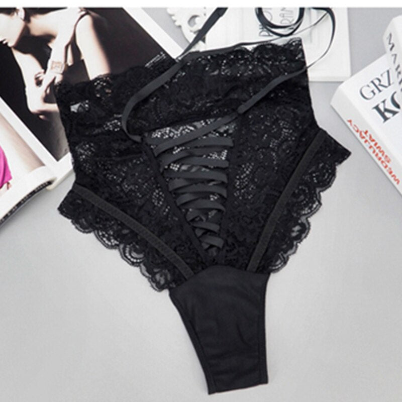 Plus Size High Waist Lace Panties