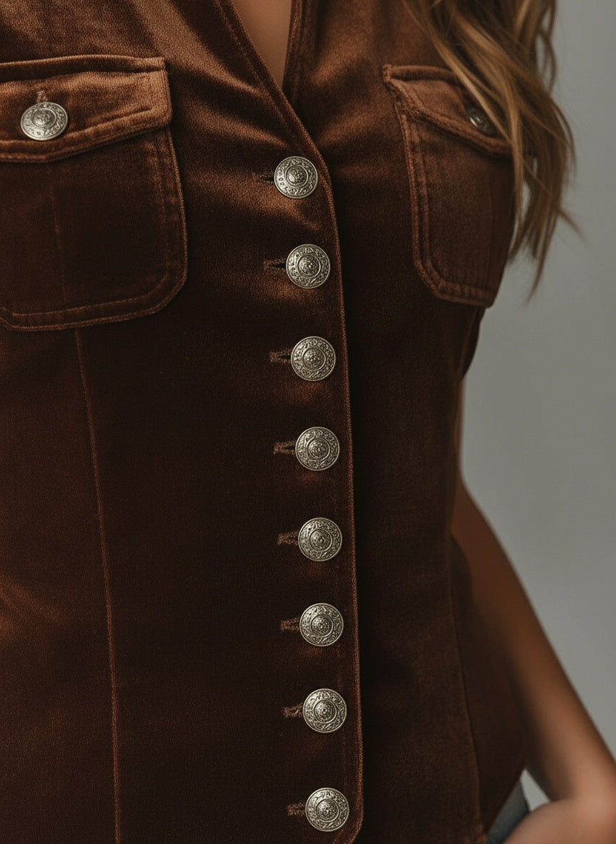 Velvet Elegance Button-Front Vest