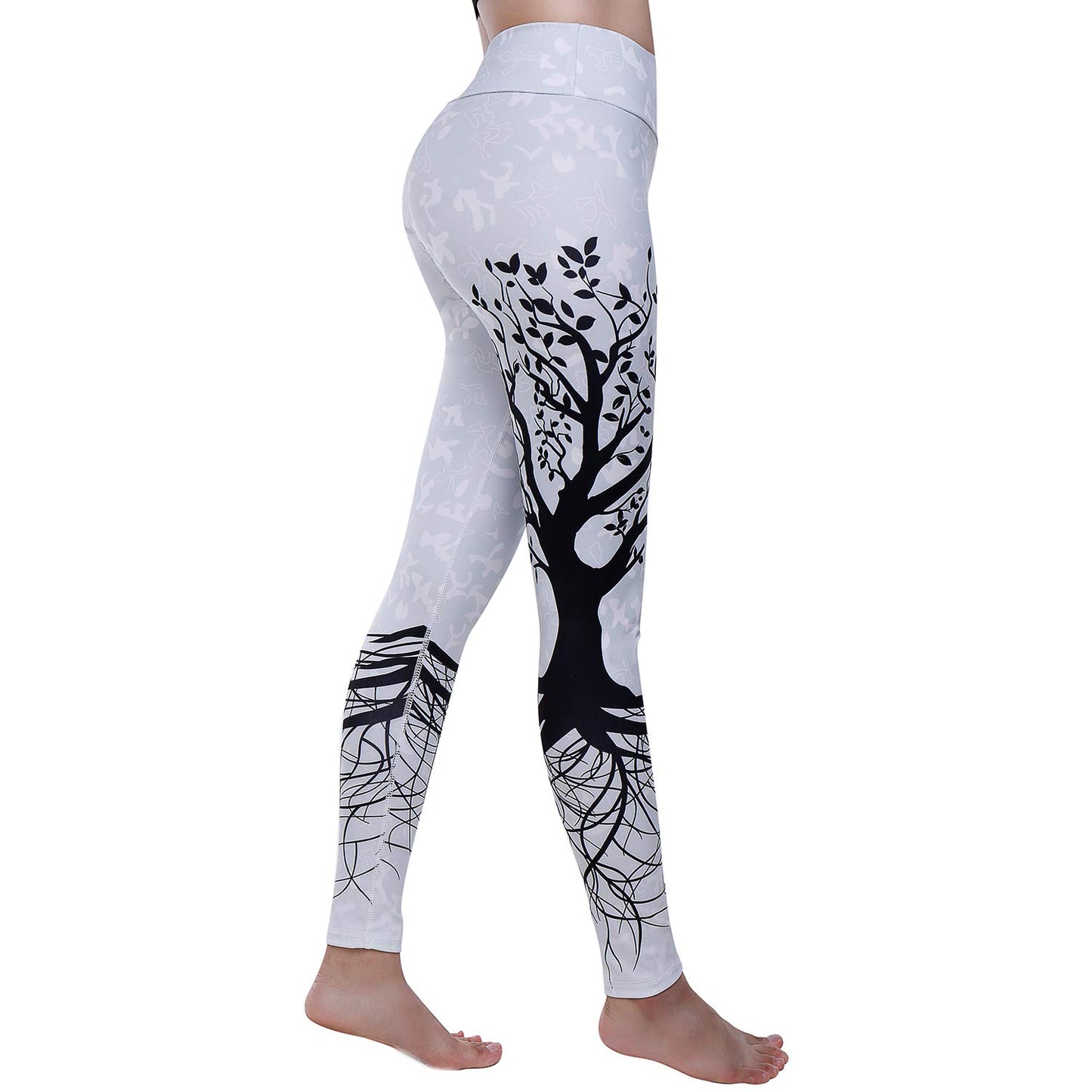 Hight Waisted Printed Leggings - Black Branch & White Branch Style (Buy 3 Free Shipping)