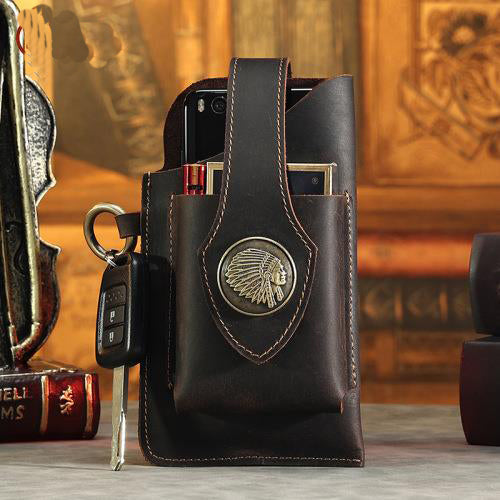 Crazy horse leather belt bag tide