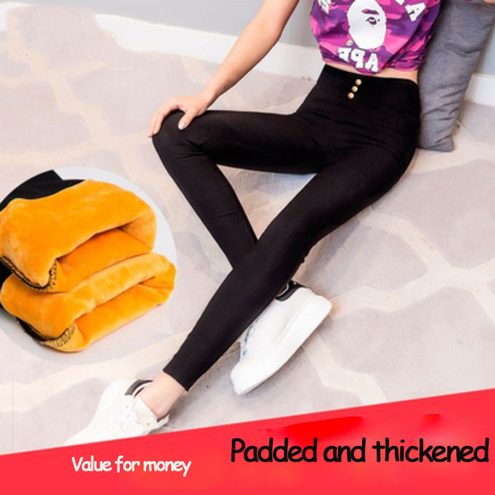 Padded thickened outer wear stretch Skinny Pants