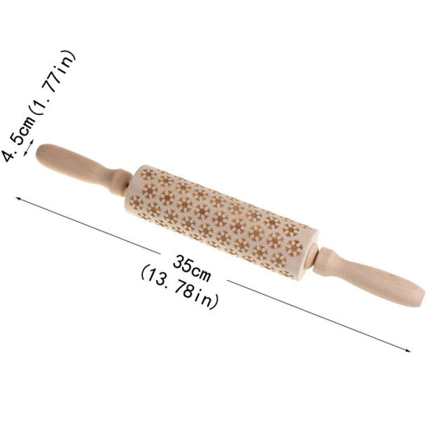 Christmas Wooden Rolling Pin