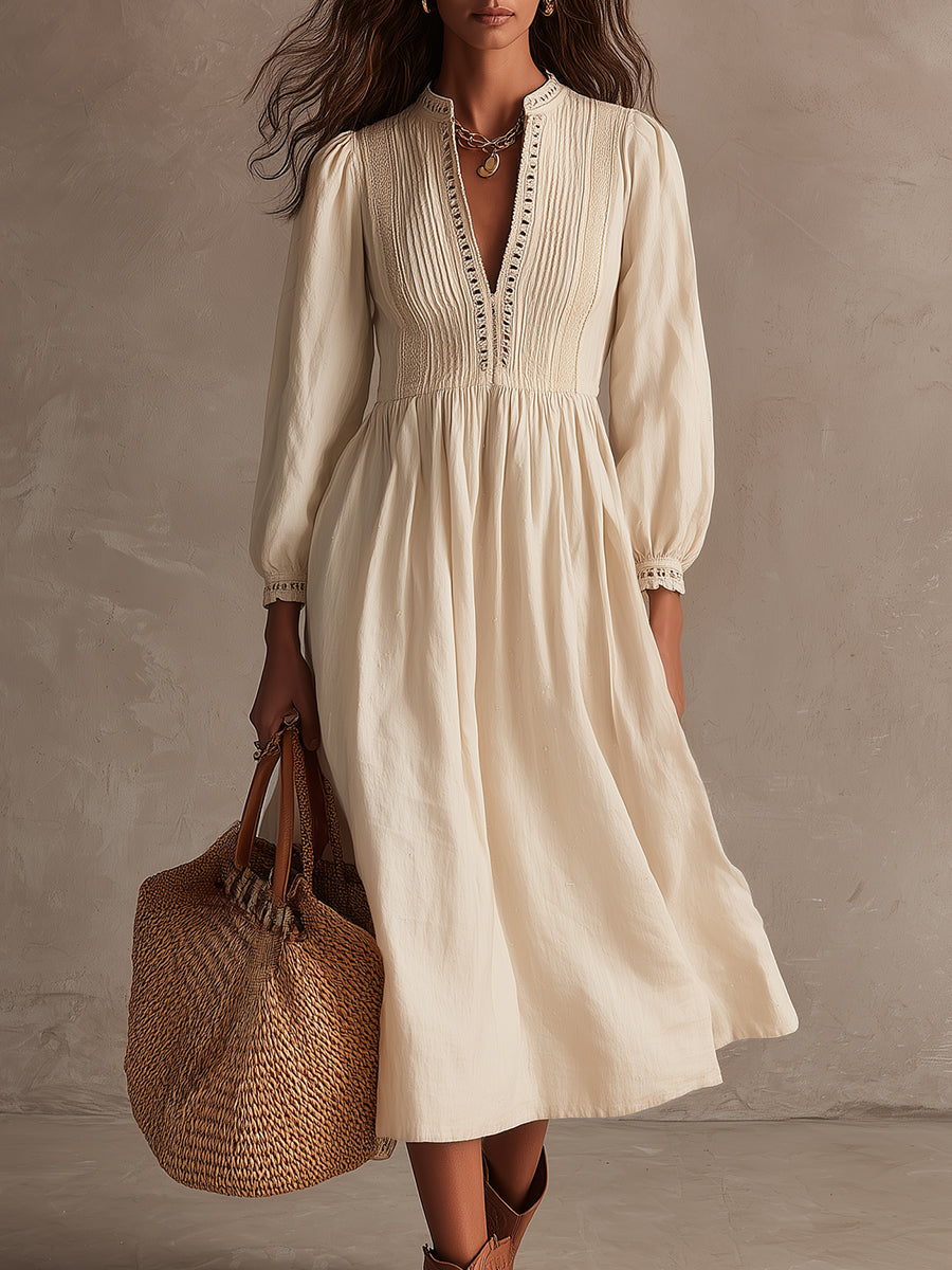 Bohemian Holiday Cotton-blend Lace Midi Dress