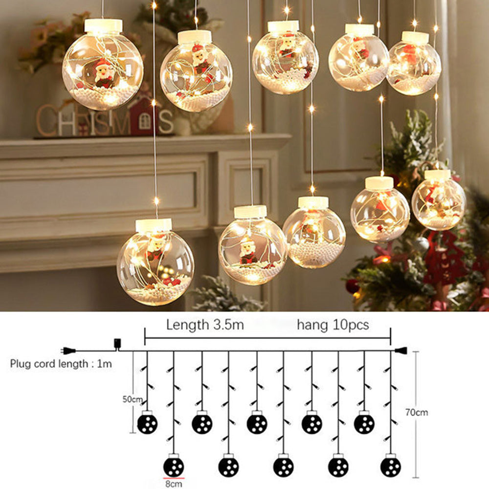 Xmas Decor DIY Christmas Ball Santa LED Curtain Light String Christmas Tree Decoration Home Party New Year Gifts Navidad Decor