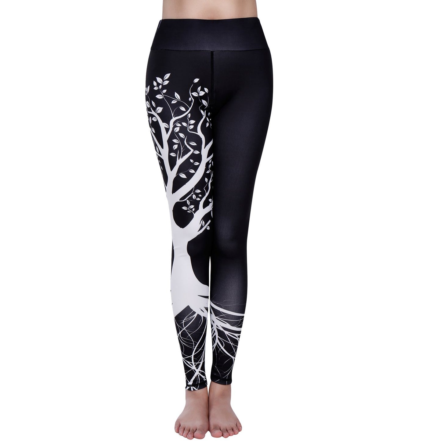 Hight Waisted Printed Leggings - Black Branch & White Branch Style (Buy 3 Free Shipping)