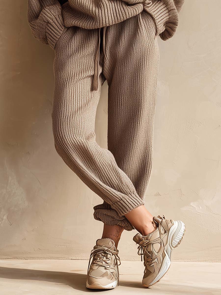 Cozy Knit Turtleneck Sweater And Jogger Set