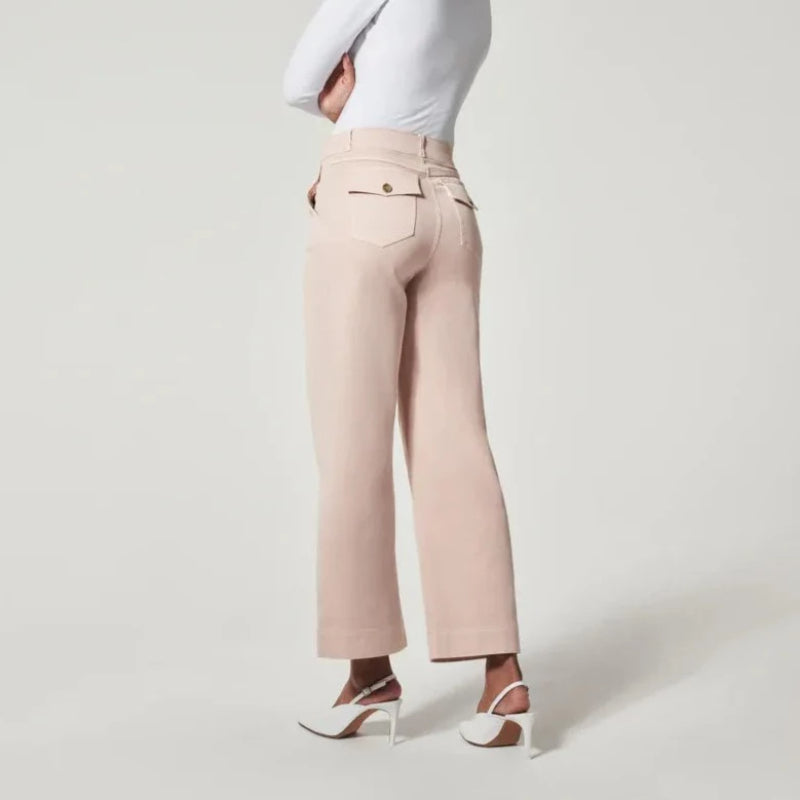 Stretch Twill Cropped Wide Leg Pant