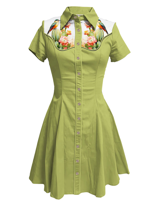 Bird And Flower - 100% Cotton Dress
