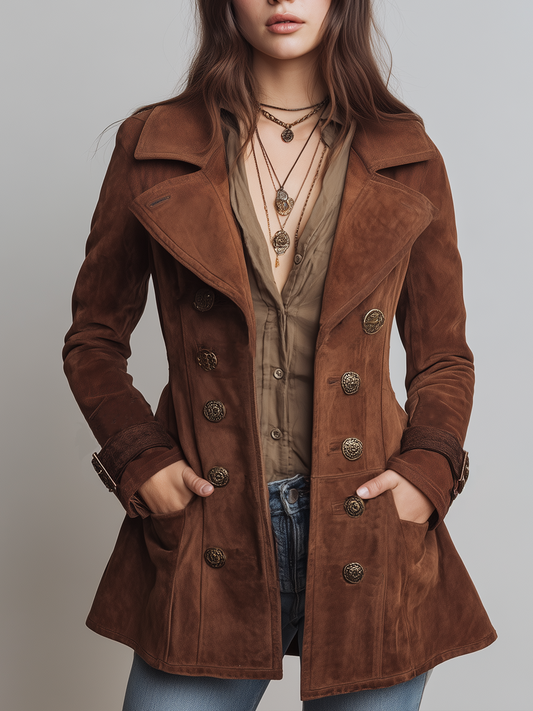 Vintage Polyester Suede Lapel Jacket