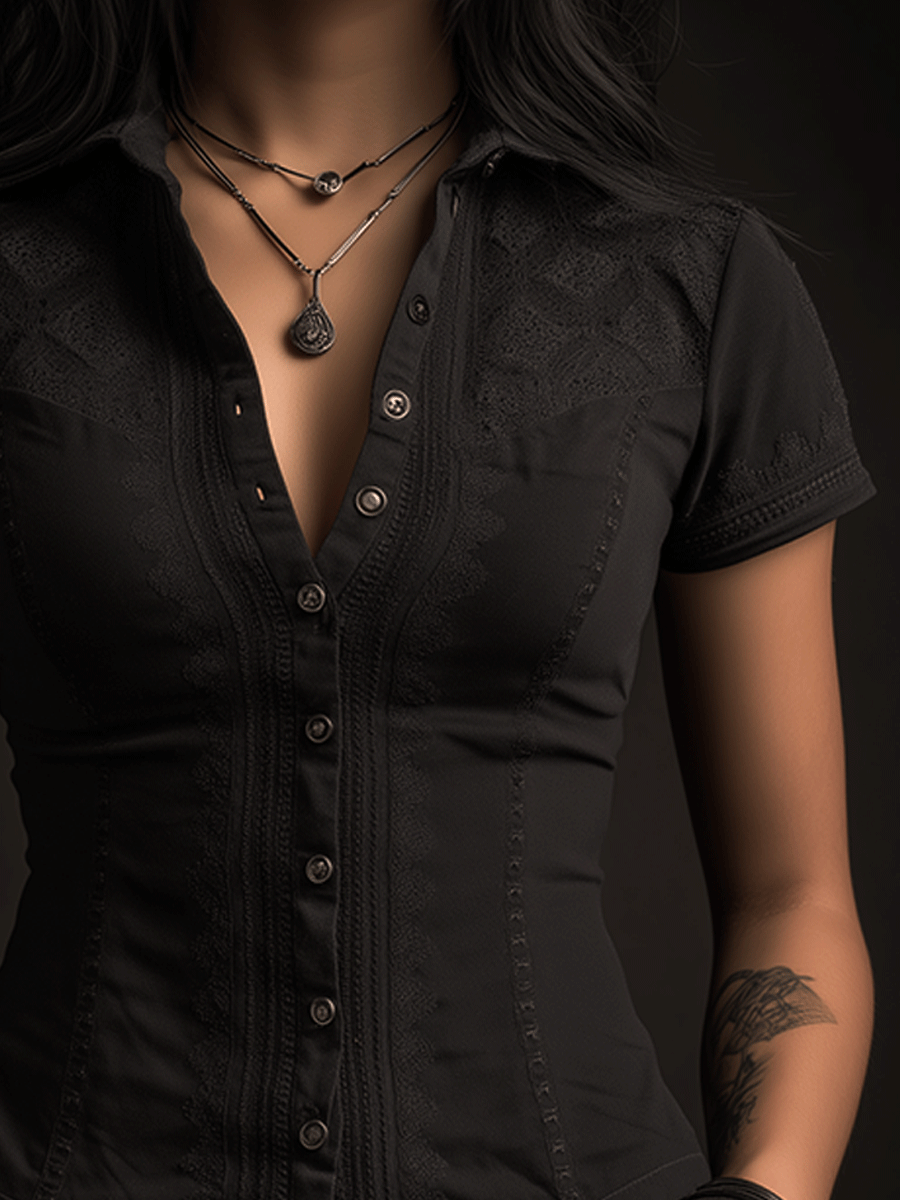 Gothic Black Utility Corset Shirt