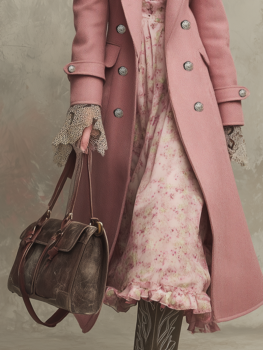 Vintage Double-breasted Wool-blend Coat