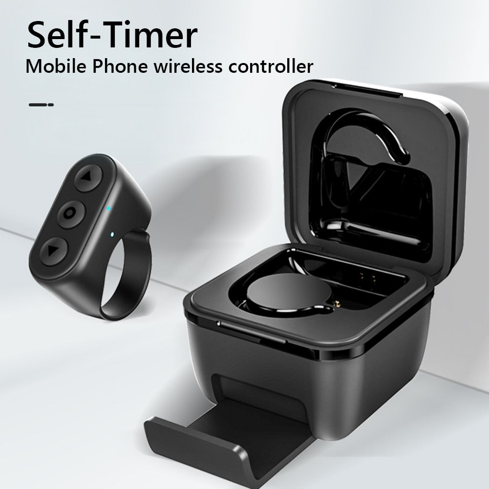 Cell phone Bluetooth remote control ring fingertip flip video selfie page flip controller