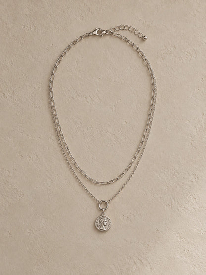 Roman Coin Double-Layer Chain Necklace