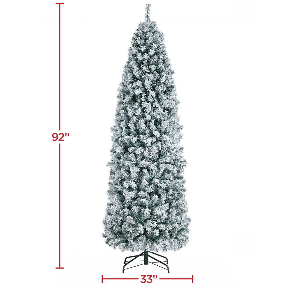 7.5 Ft Flocked Pencil Artificial Christmas Tree