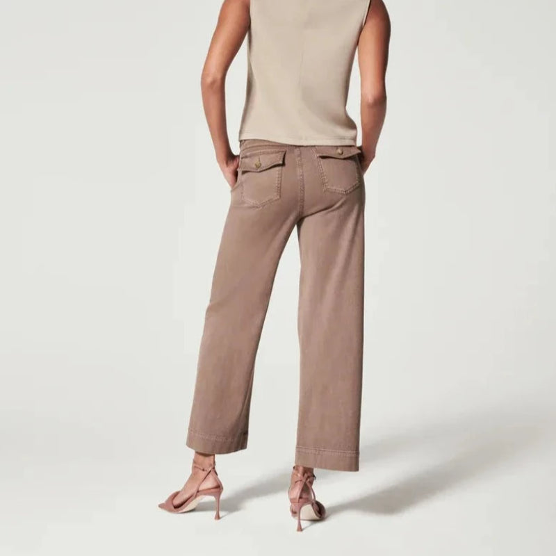 Stretch Twill Cropped Wide Leg Pant