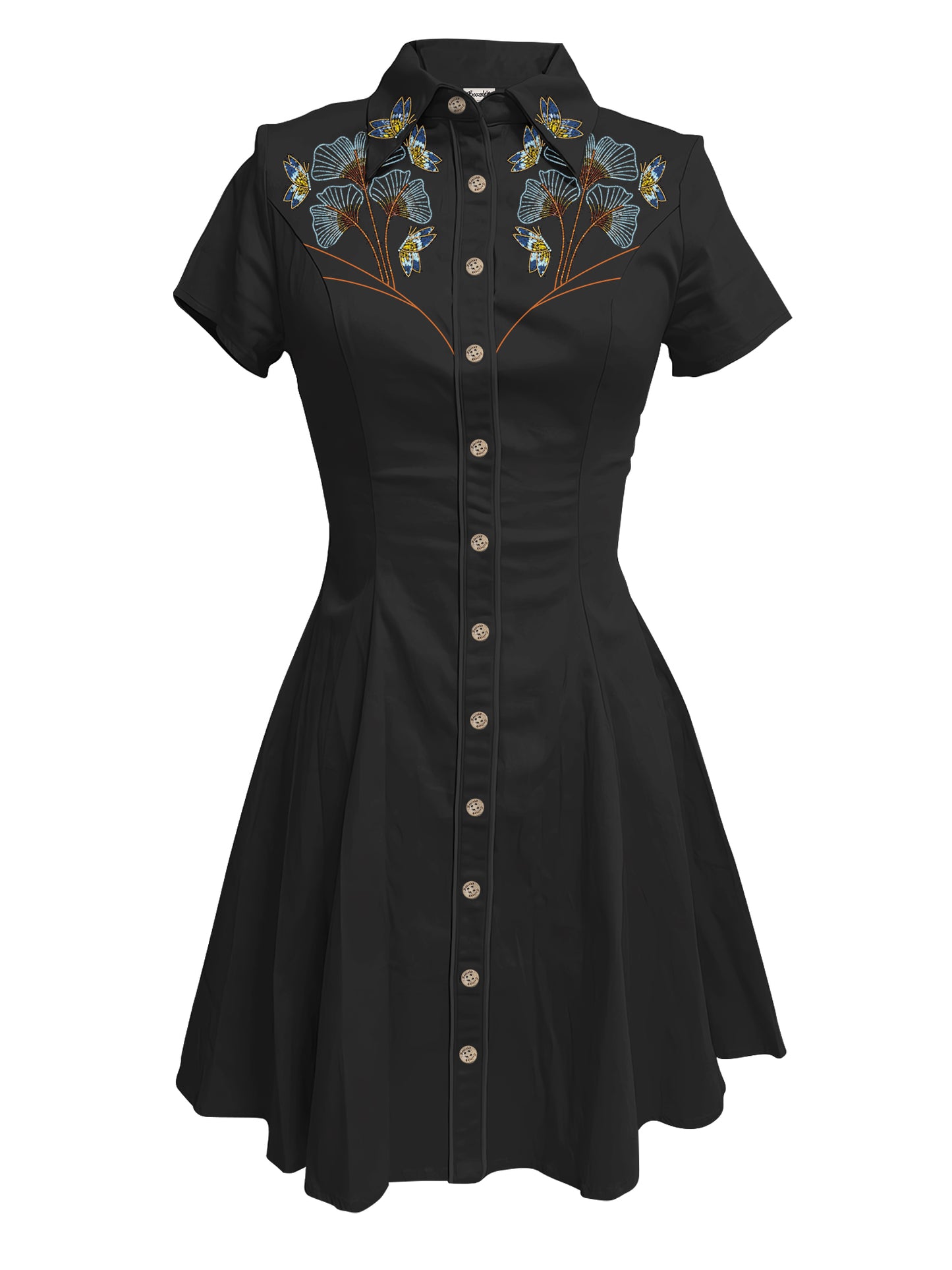 [Embroidery]Flowers and Butterflies - 100% Cotton Dress