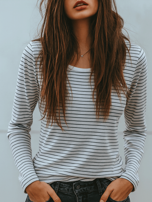 Casual Classic Striped Long Sleeve Top