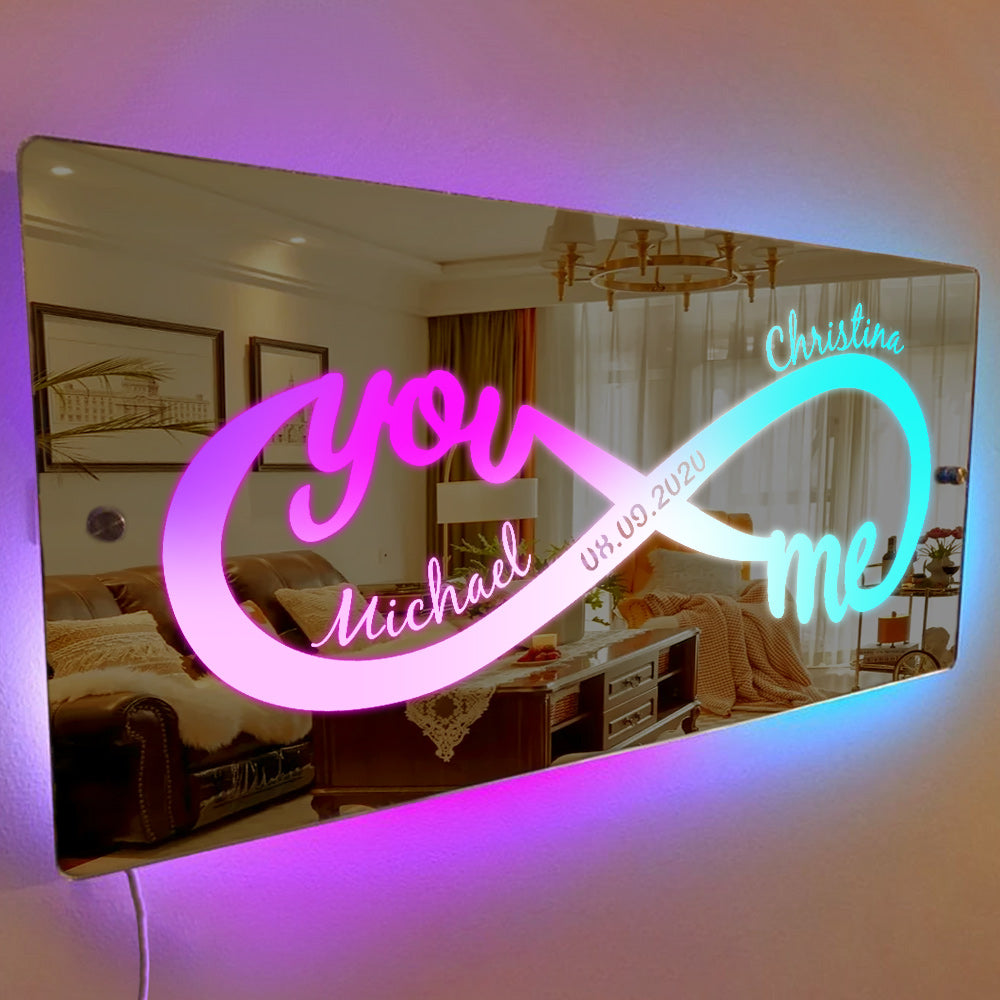 💖Personalized Name Mirror Light Infinity Love Gift for Couple