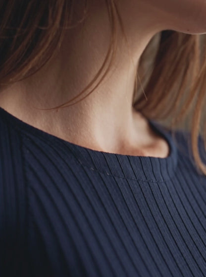 Ribbed Knit And Pleated Chiffon Midi Dress
