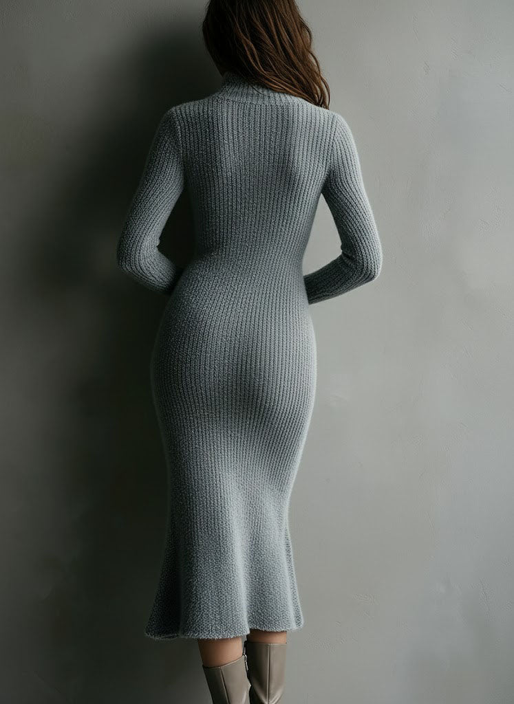 Retro Soft Knitted Slim Fit Fishtail Midi Dress